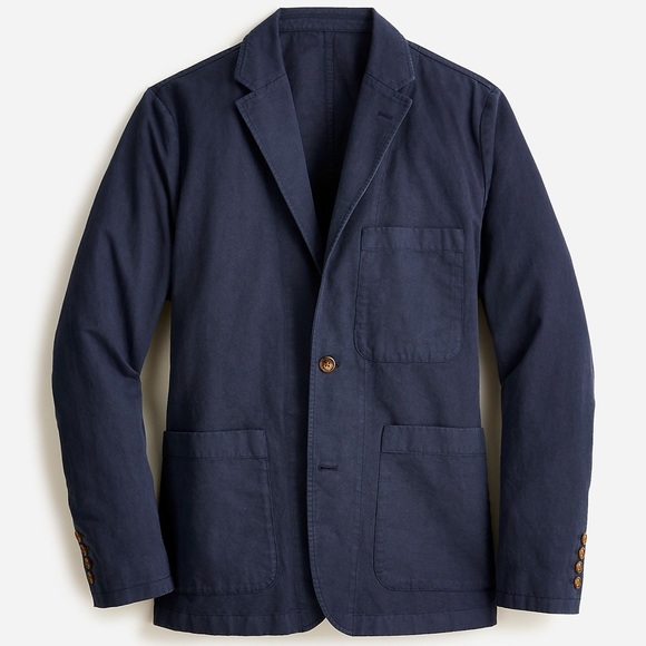 NEW $178 J.Crew Garment-dyed cotton-linen blend chino suit jacket Navy 36R AX270